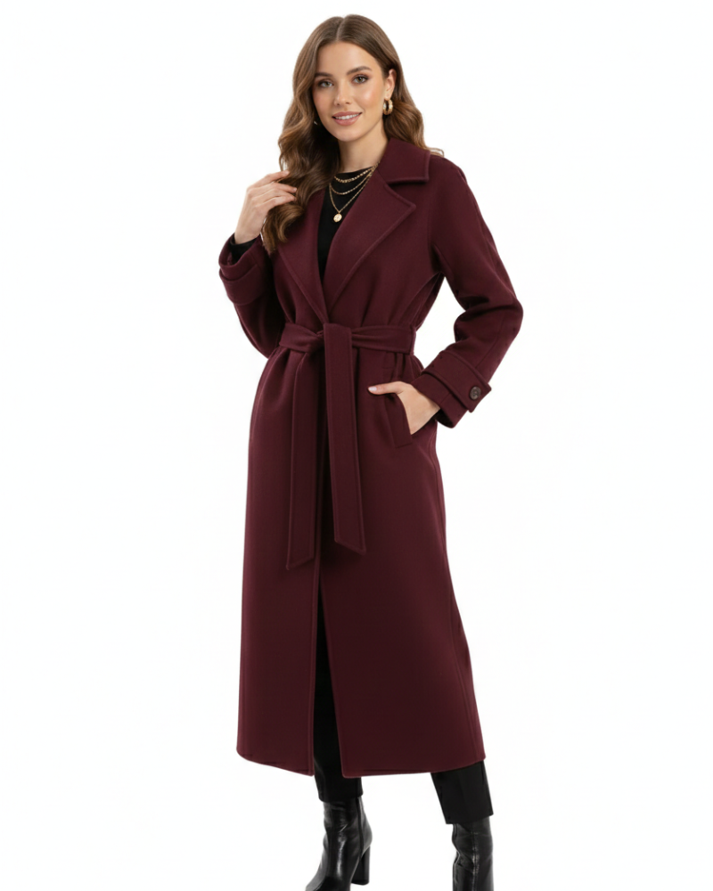 Victoria Manteau Oversize Femme – Manteau Laine Mélangée Burgundy Coupe Élégante