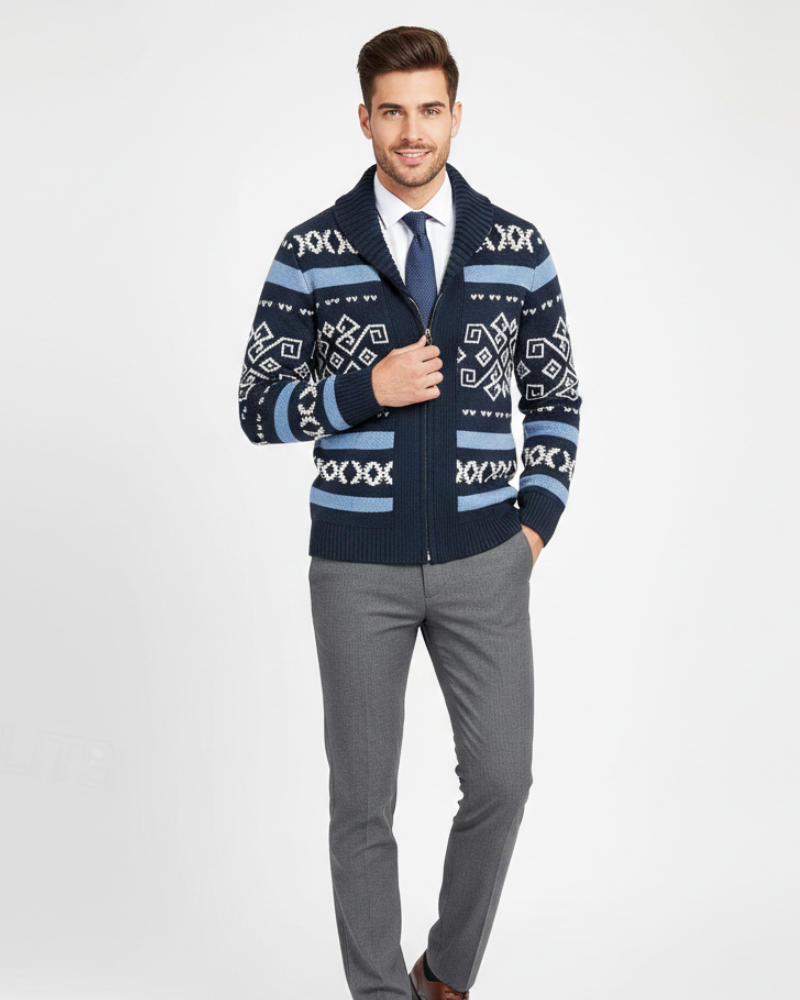 Colete com Fecho para Homem em Lã – Malha Quente, Corte Elegante e Gola Clássica