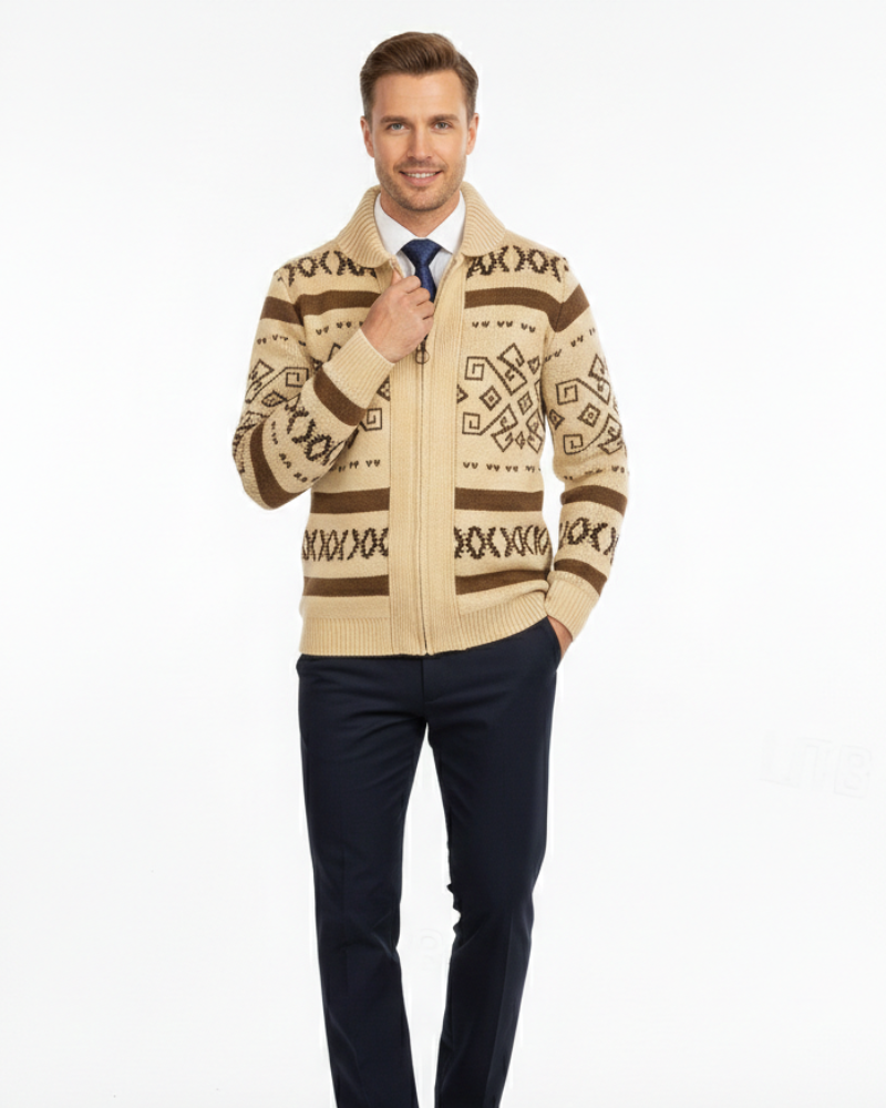 Colete com Fecho para Homem em Lã – Malha Quente, Corte Elegante e Gola Clássica