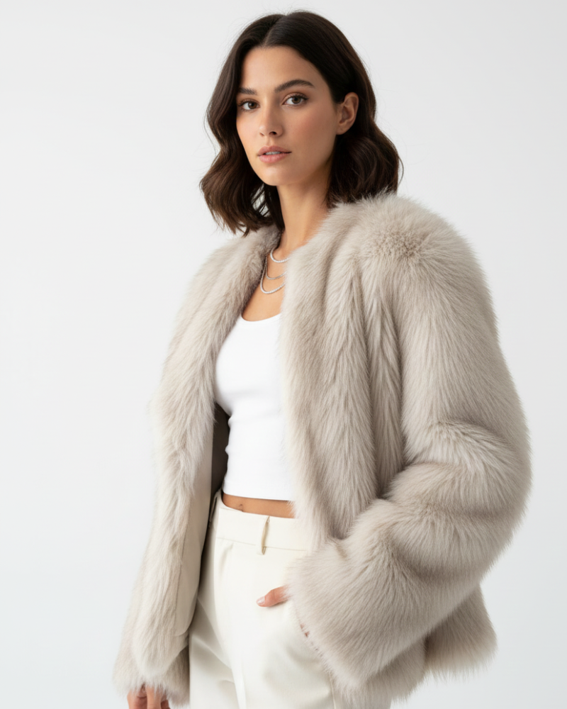 Julien Manteau műszőrme női – puha és meleg télikabát elegáns, laza szabással
