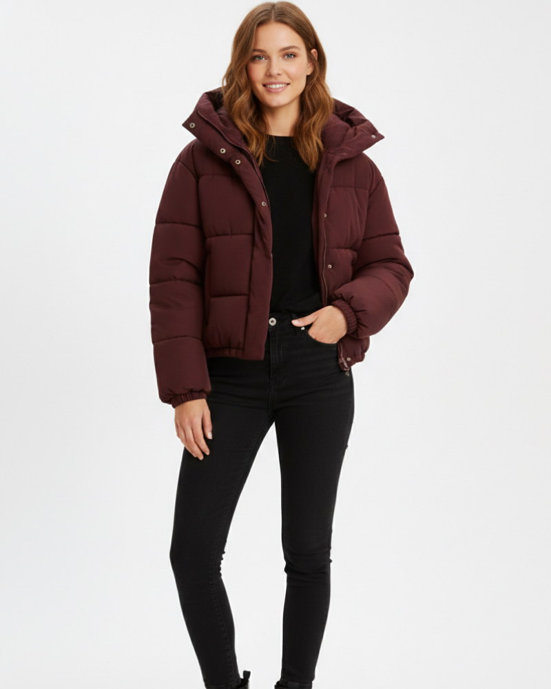 Ruffa Veste Matelassée Femme – Coupe Courte, Capuche Oversize & Chaleur Confortable