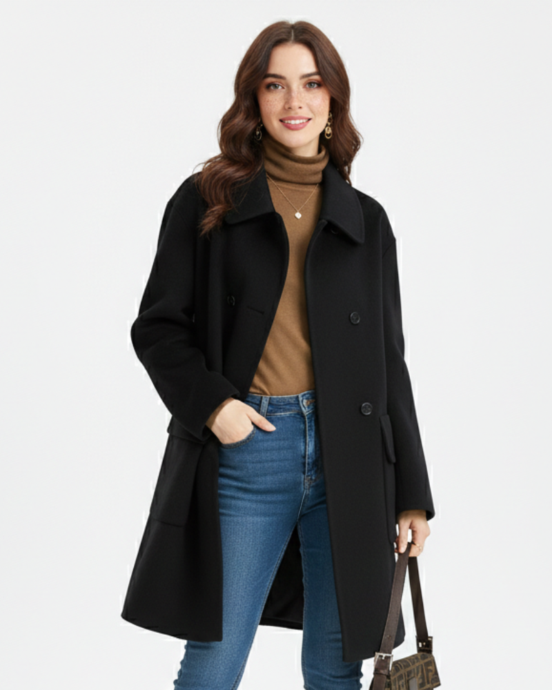 Amanda Manteau Mi-Long Femme Cintré – Élégance Intemporelle & Confort Coupe-Vent