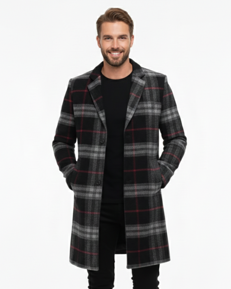 Donny Ανδρικό Κομψό Μπουφάν – Παλτό με Μοναδικό Σχέδιο και Κουμπωτό Κλείσιμο