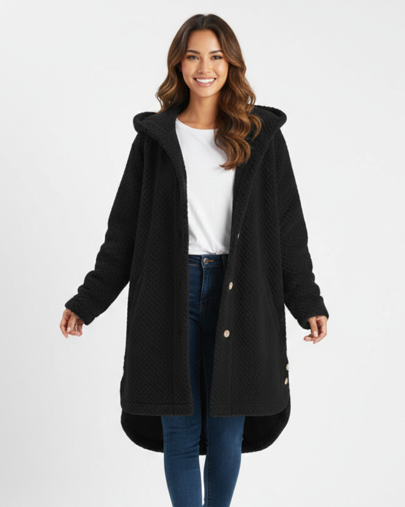 Sonia Damen Fleece-Bademantel mit Kapuze – Weiches & Warmes Komfort-Schnitt Hauskleid