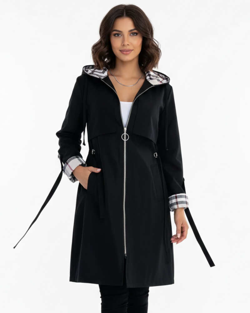 Alyssa Casaco Feminino Impermeável e Resistente ao Vento – Corte Ajustado e Capuz para Todas as Estações