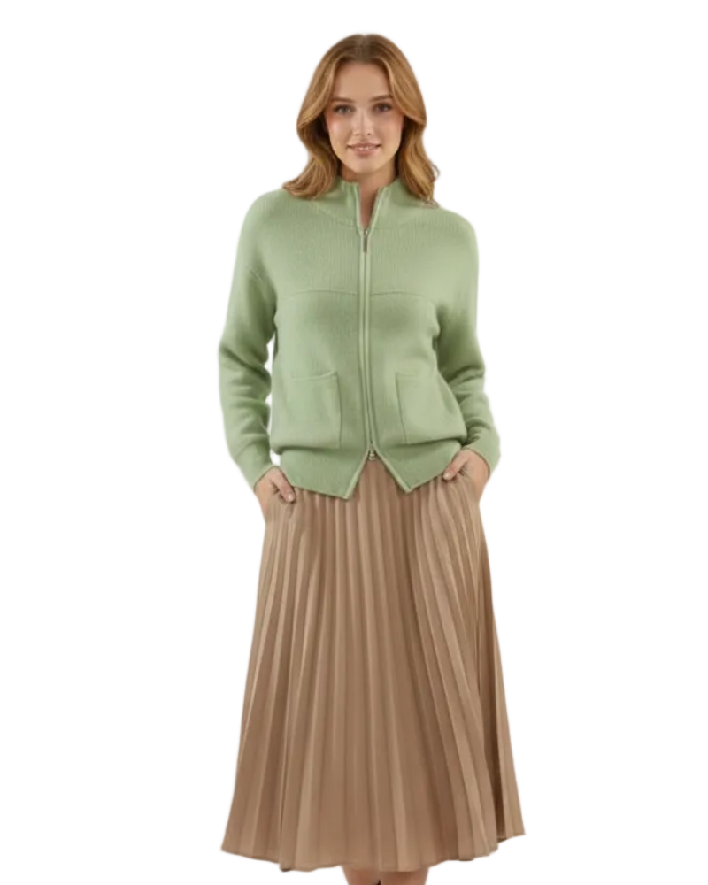 Milar Women's Merino Wool Vest – Straight Zip Cardigan with Patch Pockets