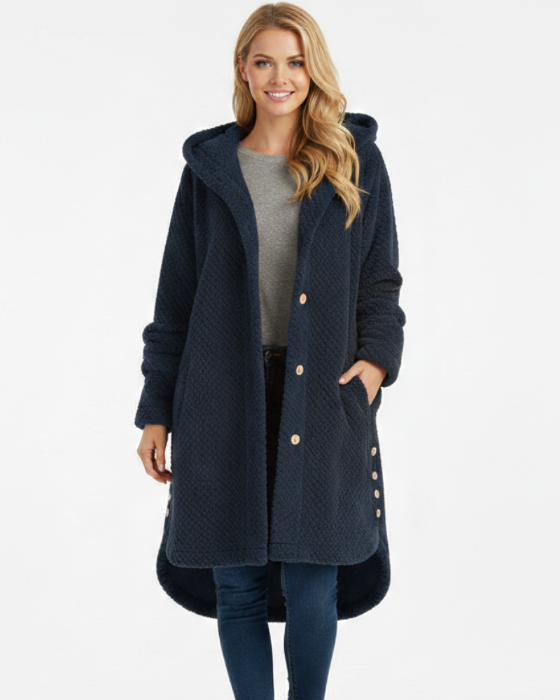 Sonia Damen Fleece-Bademantel mit Kapuze – Weiches & Warmes Komfort-Schnitt Hauskleid