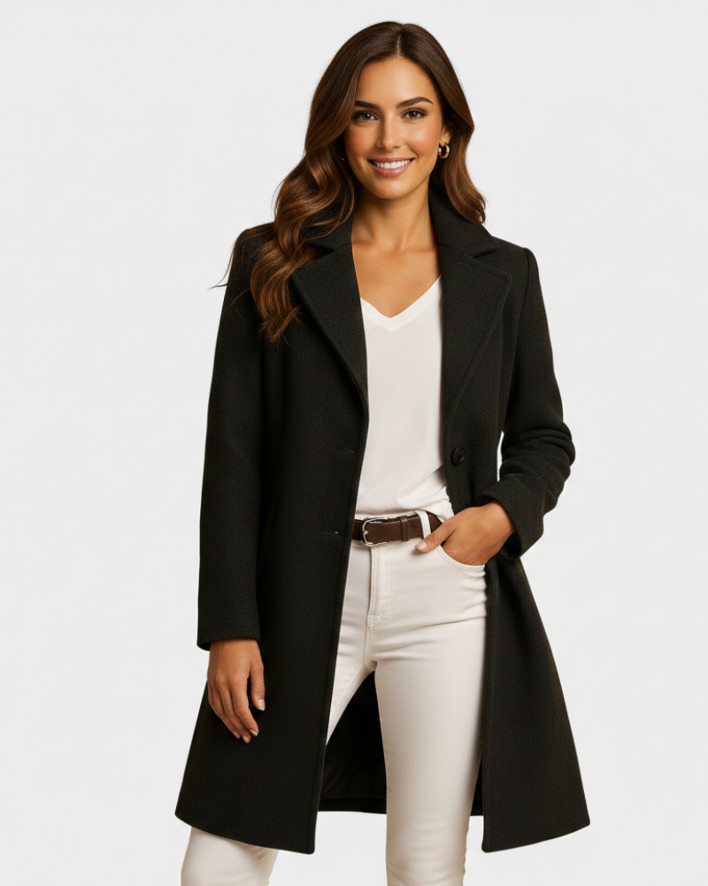 Abigail Manteau Dlouhý Dámský Vlněný Kabát – Střih s Tvarem a Nadčasová Elegance Zima