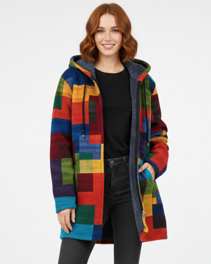 Aria Kamizelka Damska Dzianinowa Artystyczna – Luźny Kardigan z Eleganckim Wzorem i Swobodnym Krojem