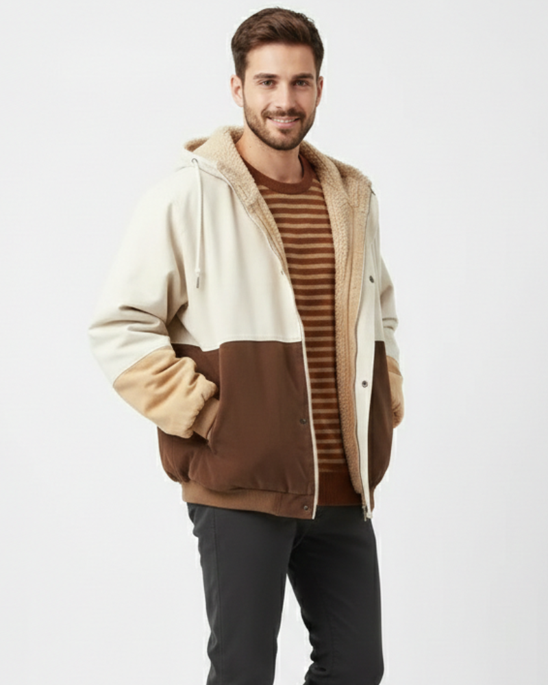 Lorki-värilohkovyöhyke miesten takki – moderni kirjailutakki syksyyn ja talveen