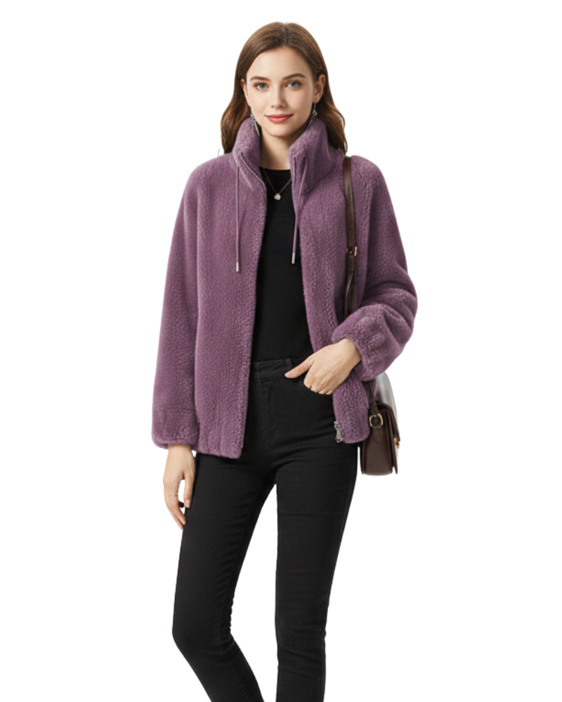 Blaise Dames Dubbelzijdige Fleecejas – Gewatteerd, Hoge Kraag & Winterwarmte