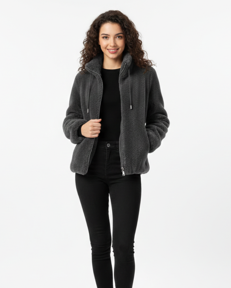 Μπλεζ Ζακέτα Πολική Διπλής Όψης Γυναικεία – Επενδεδυμένη, Με Γιακά Ψηλό & Θερμότητα Χειμώνα