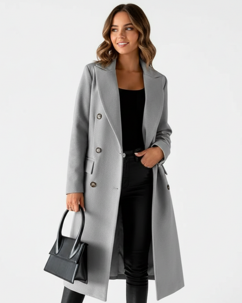 Zivory Palton Lung pentru Femei Elegant – Croială Rafinate cu Închidere cu Nasturi