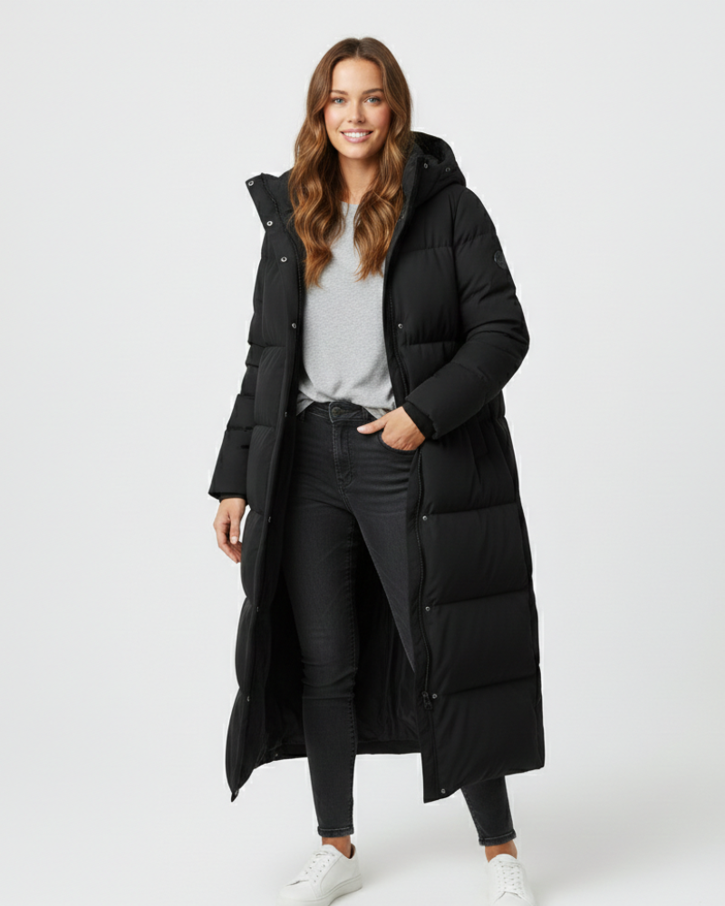 Delilah Manteau Długi Puchowy Damski – Bardzo Długi Krój, Ciepły i Wiatroszczelny