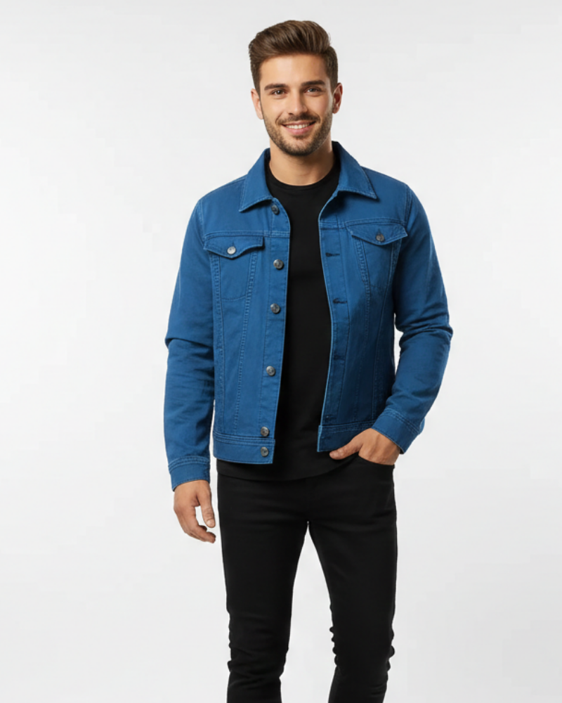 Zivex Chaqueta de Jean para Hombre – Denim Clásico de Algodón con Botones y Bolsillos en el Pecho