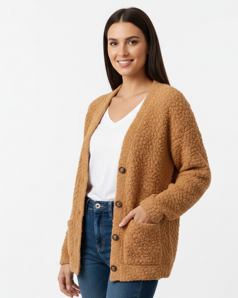 Milas Dame Plysvest – Blød Casual Vest med Lommer og Afslappet Pasform