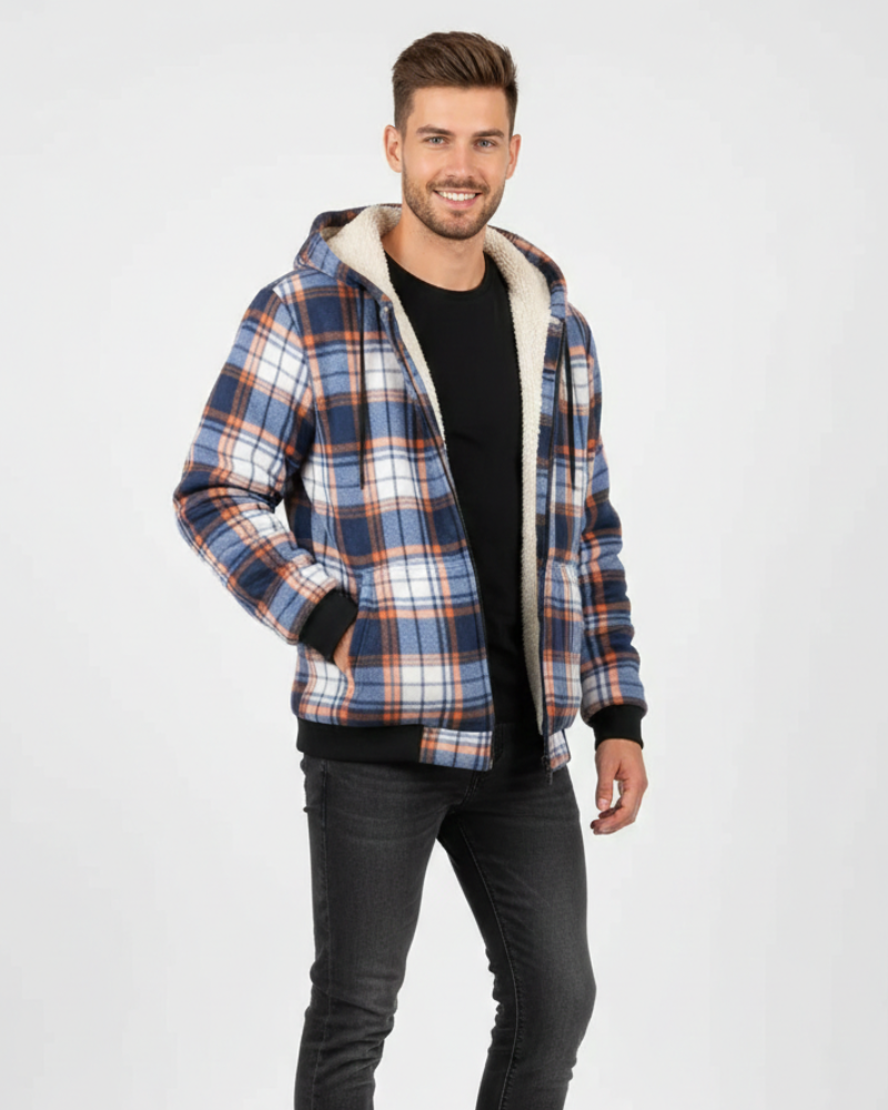 Henry Winterjacke für Herren mit Karomuster – Eleganter warmer Mantel mit Knopfleiste