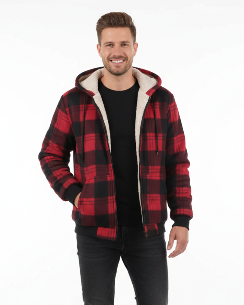 Henry Winterjacke für Herren mit Karomuster – Eleganter warmer Mantel mit Knopfleiste