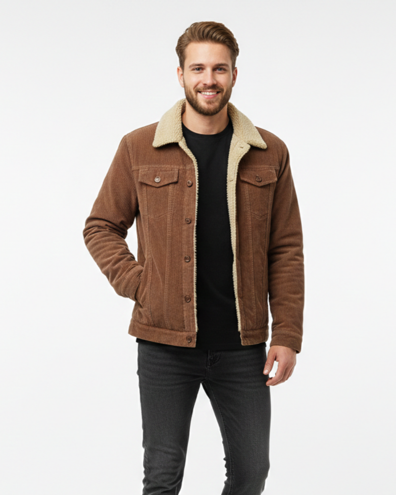 Mason Μπουφάν Τράκερ Ανδρικό – Κορδούρα με Επένδυση Sherpa, Γιακά Teddy & Κλασικά Κουμπιά