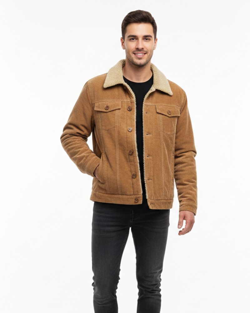 Mason Μπουφάν Τράκερ Ανδρικό – Κορδούρα με Επένδυση Sherpa, Γιακά Teddy & Κλασικά Κουμπιά