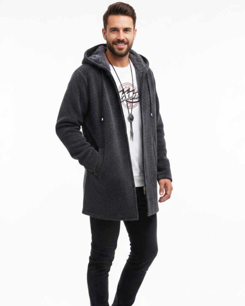 Jeff Kurtka zimowa męska – Elegancka ciepła kurtka z regulowanym kapturem i zamkiem błyskawicznym