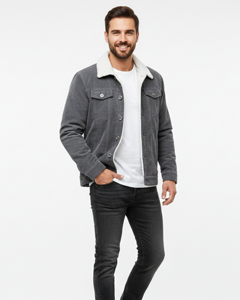 Mason Μπουφάν Τράκερ Ανδρικό – Κορδούρα με Επένδυση Sherpa, Γιακά Teddy & Κλασικά Κουμπιά