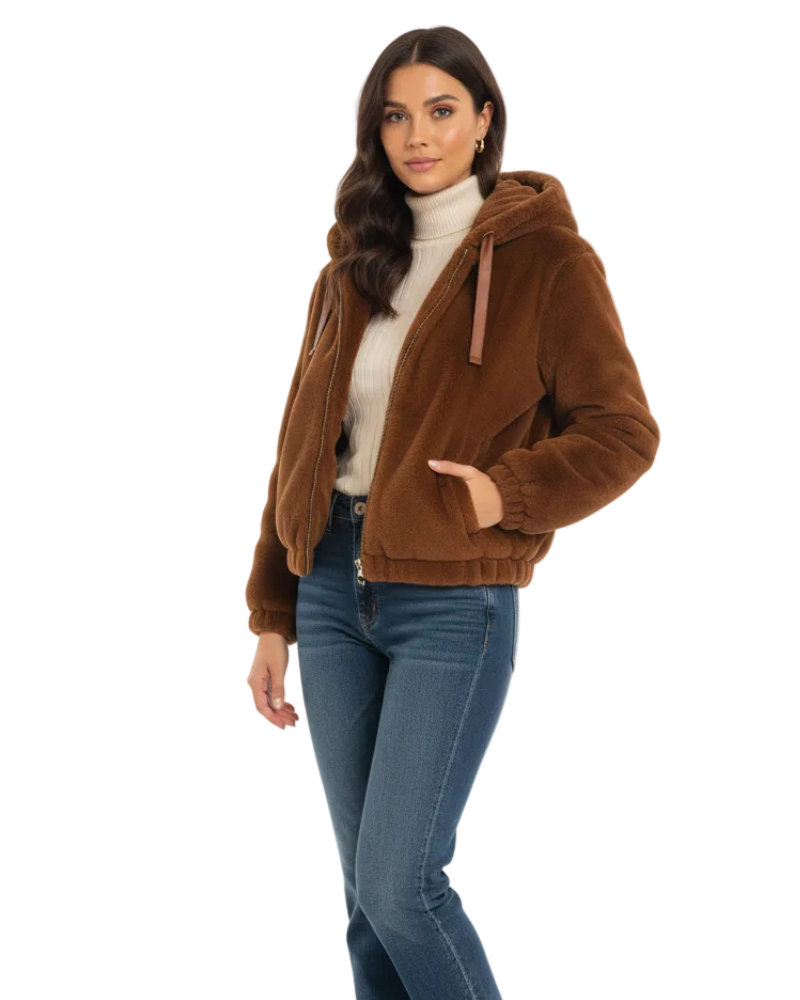 Emmaru Women's Teddy Hoodie Jacket – Warm Fleece Coat Comfortable Fit & Trendy Look