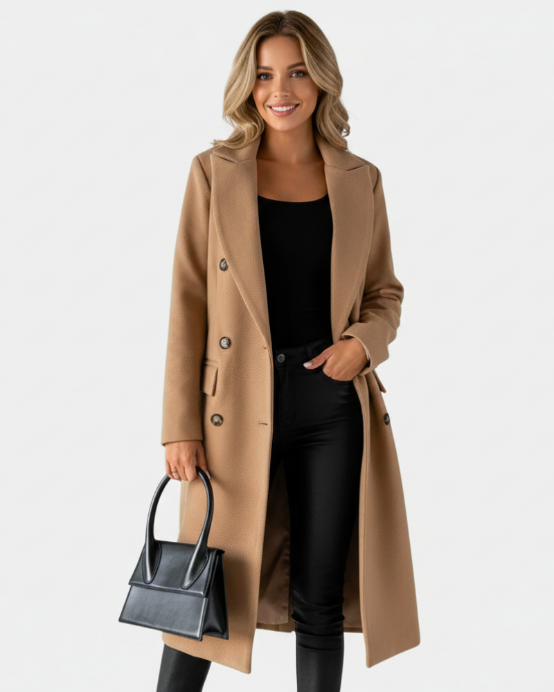 Zivory Μακρύ Γυναικείο Παλτό Κομψό – Λεπτή Γραμμή με Κουμπιά Κλείσιμο