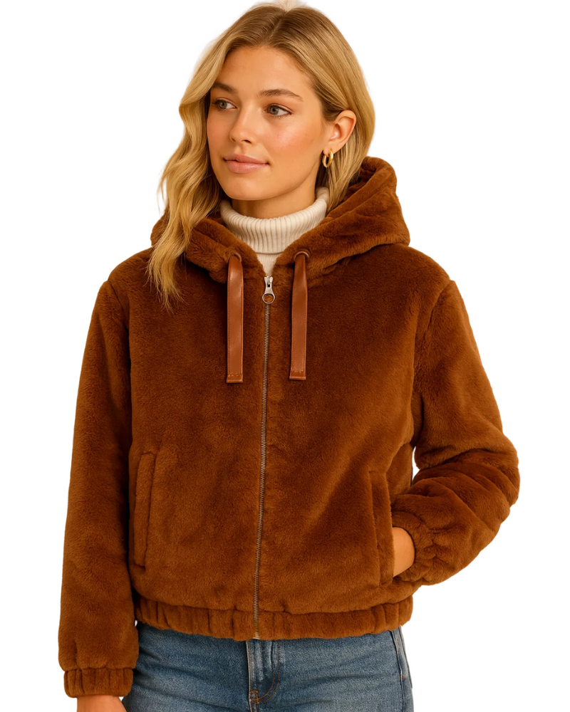 Emmaru Women's Teddy Hoodie Jacket – Warm Fleece Coat Comfortable Fit & Trendy Look