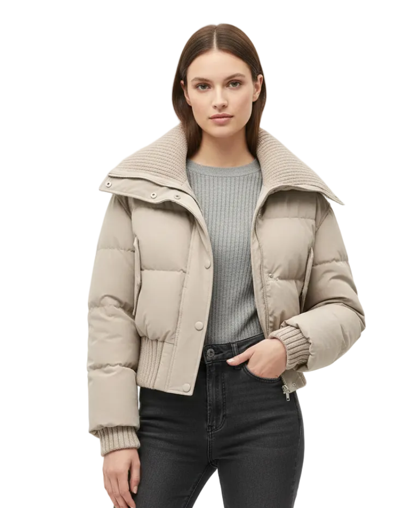 Luna Donsjack Dames Oversize – Licht Gewatteerd Jack met Opstaande Kraag voor Herfst & Winter