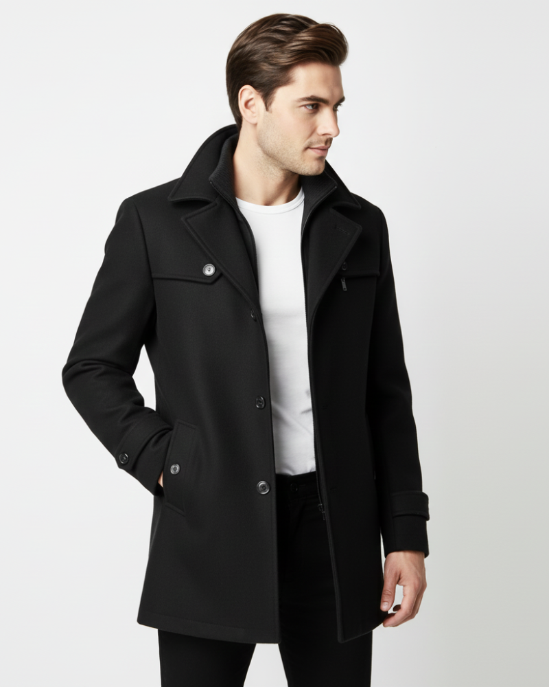 Edwin Manteau Ανδρικό – Παλτό Slim Fit με Διπλό Κουμπί και Κλασικό Γιακά