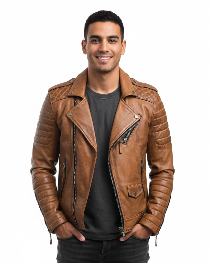 Amos Kurtka Motocyklowa Męska z Zamkiem Błyskawicznym – Nowoczesny Styl i Komfortowy Krój