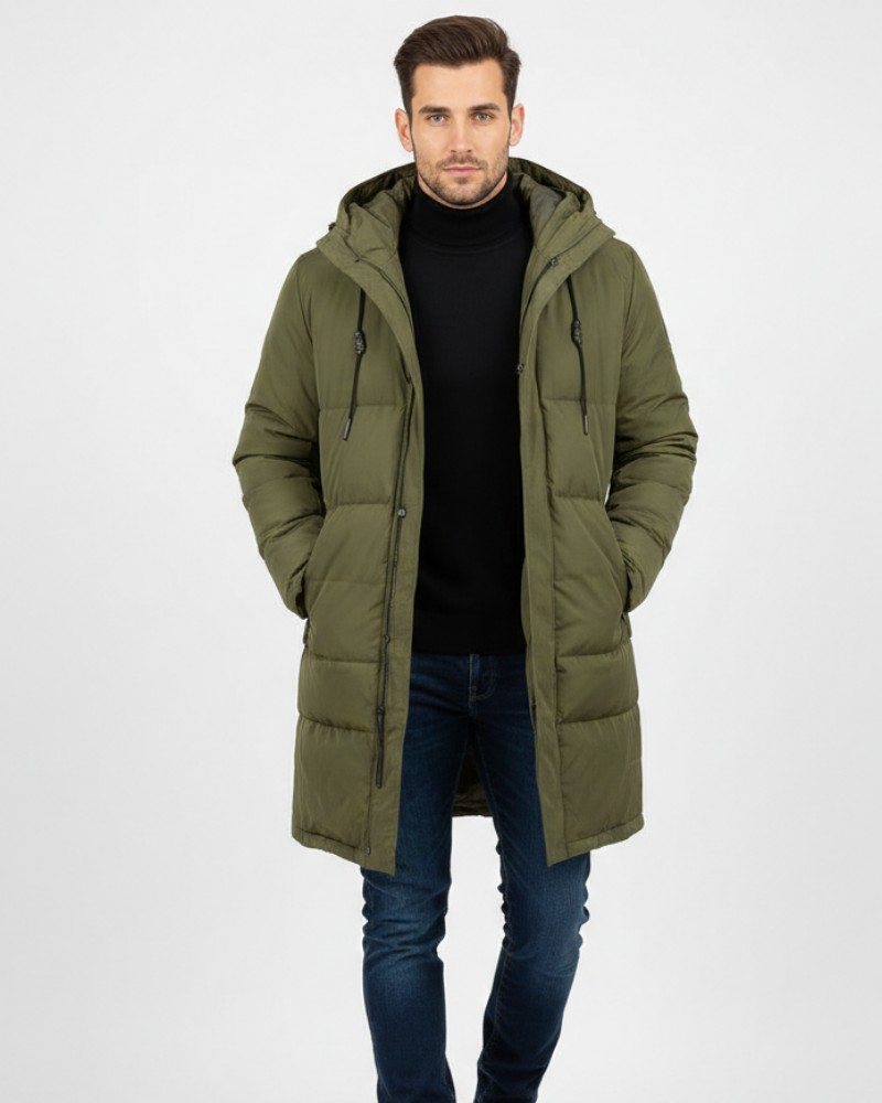 Arlo Manteau Puffer Long Homme – Doudoune Hiver Chaude avec Capuche & Coupe Protectrice