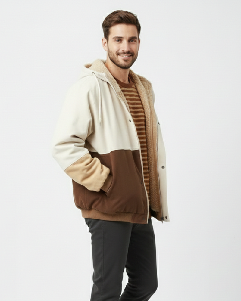 Μπουφάν Color Block Lorki για Άνδρες – Μοντέρνο Μπουφάν Patchwork για το Φθινόπωρο και τον Χειμώνα