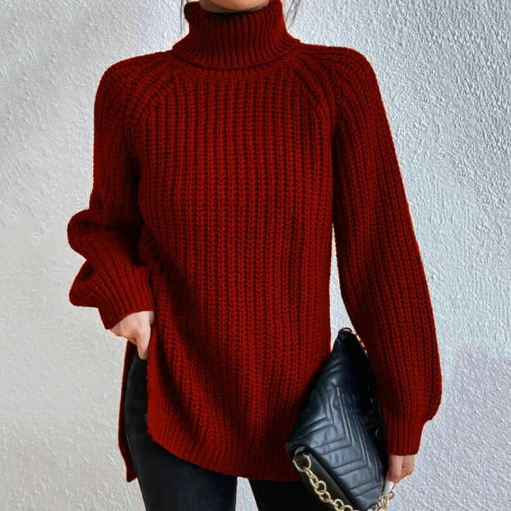 Ashley Pull à Col Roulé en Maille pour Femme – Halenka na zimu měkká a teplá s širokými rukávy