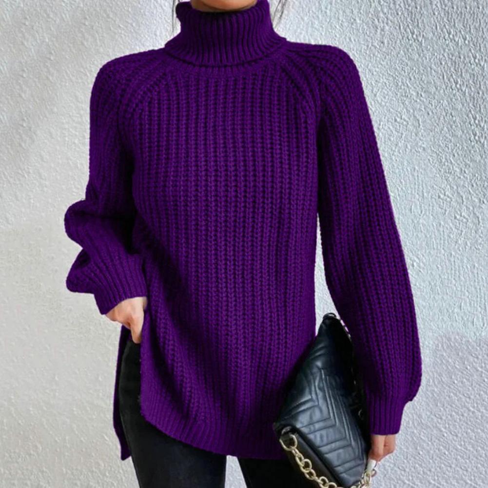 Ashley Pull à Col Roulé en Maille pour Femme – Halenka na zimu měkká a teplá s širokými rukávy
