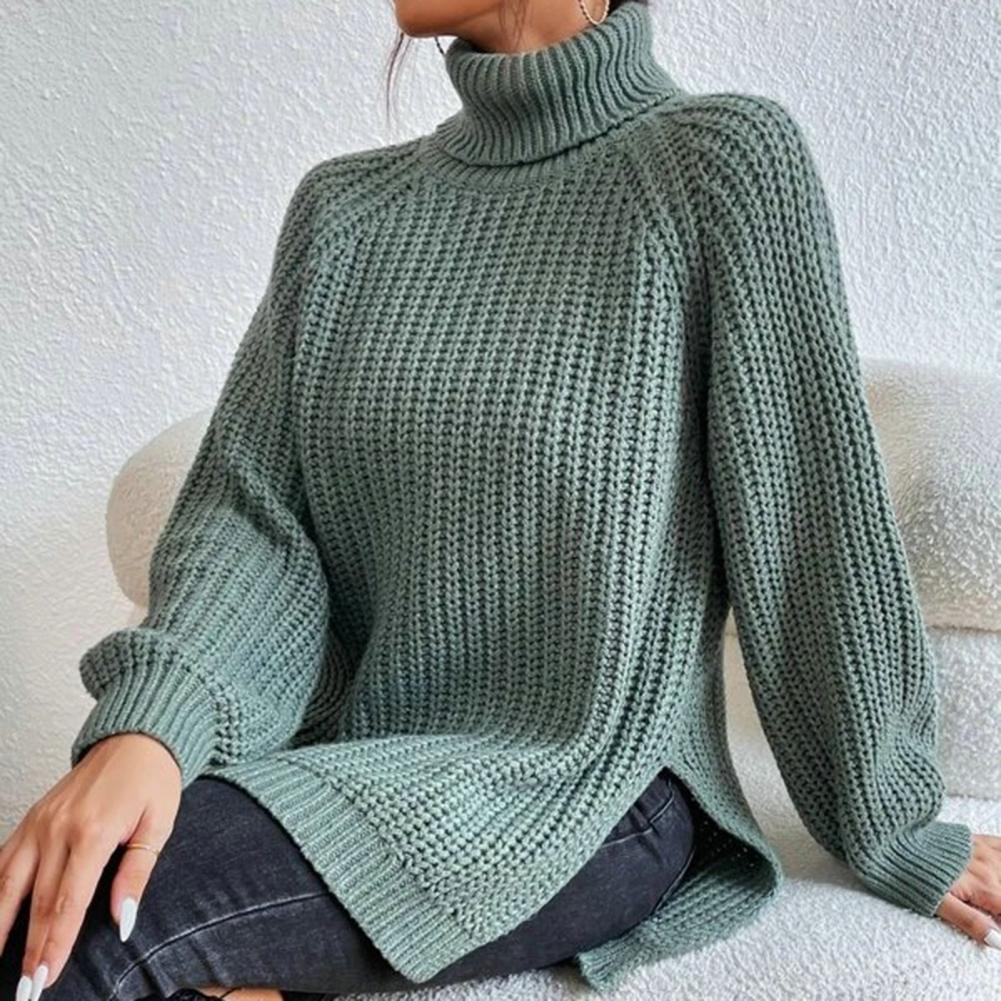 Ashley Pull à Col Roulé en Maille pour Femme – Halenka na zimu měkká a teplá s širokými rukávy
