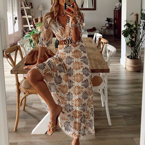 Philippa Dames Lange Robe – Bloemrijke Elegant en Comfort voor Speciale Gelegenheden