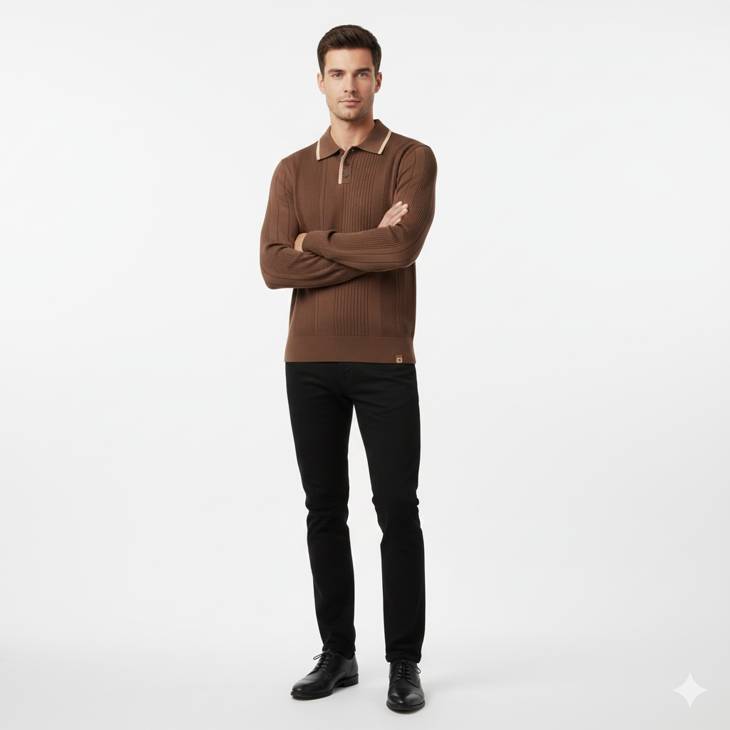 Joaquin Mode Sweat Homme Style Polo – Col Contrasté Blanc Coupe Casual Automne