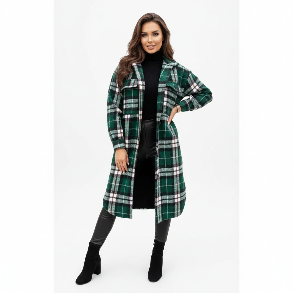 Jody Manteau Dame Ternet – Lang Oversize Jakke i Blandingsuld Shacket-stil