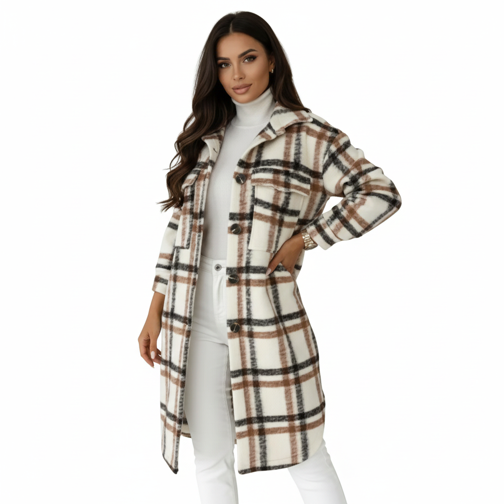 Jody Manteau Dame Ternet – Lang Oversize Jakke i Blandingsuld Shacket-stil