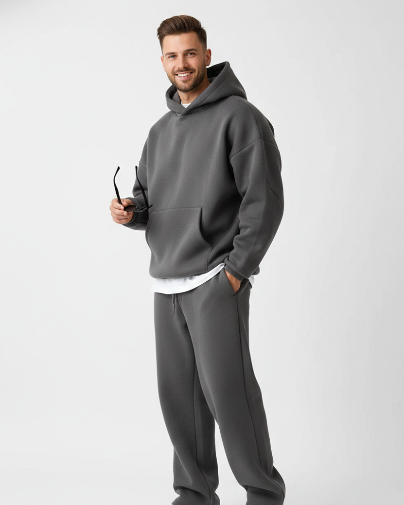 Kai Ensemble Jogging Heren – Effen Trui met Capuchon & Comfortabele Broek, Losse Pasvorm