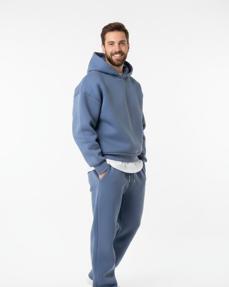 Kai Ensemble Jogging Heren – Effen Trui met Capuchon & Comfortabele Broek, Losse Pasvorm