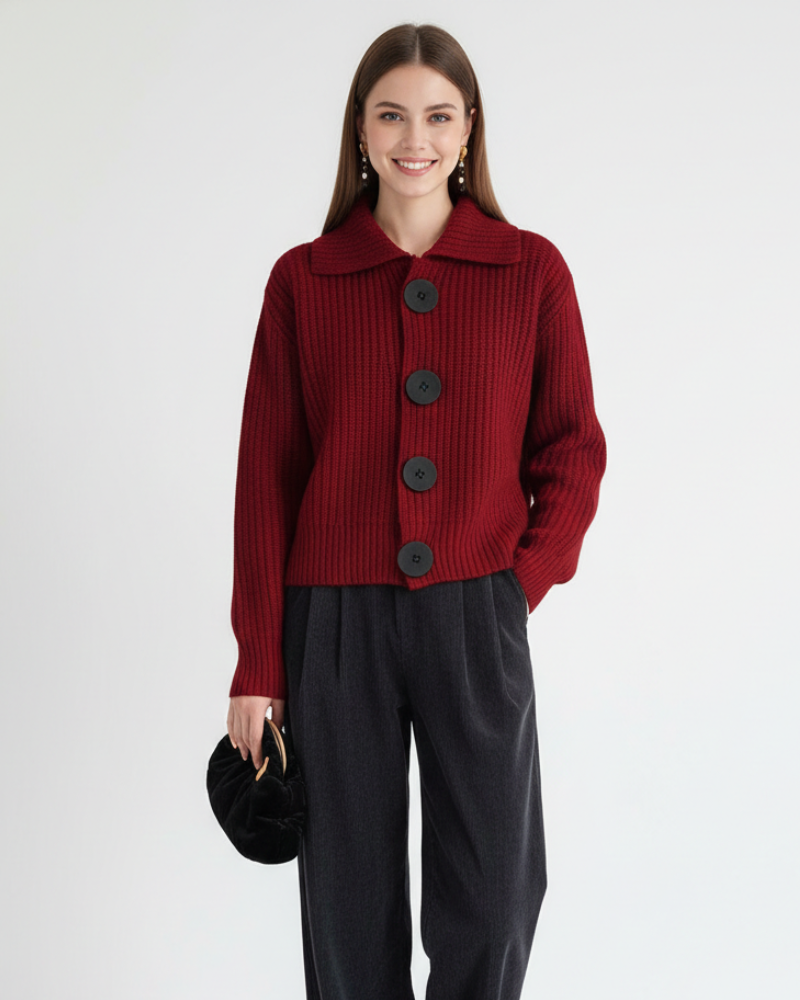 Kyrie Cardigan Femme Boutonné – Maille Texturée, Manches Longues & Style Polyvalent