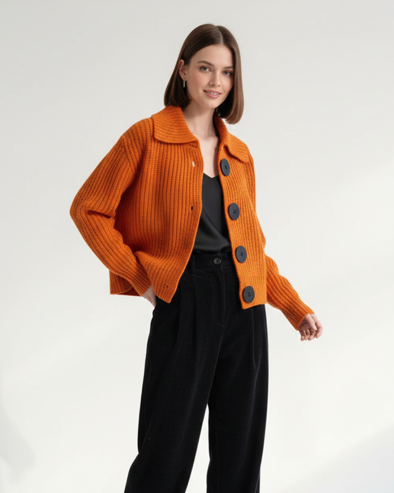 Kyrie Cardigan Femme Boutonné – Maille Texturée, Manches Longues & Style Polyvalent