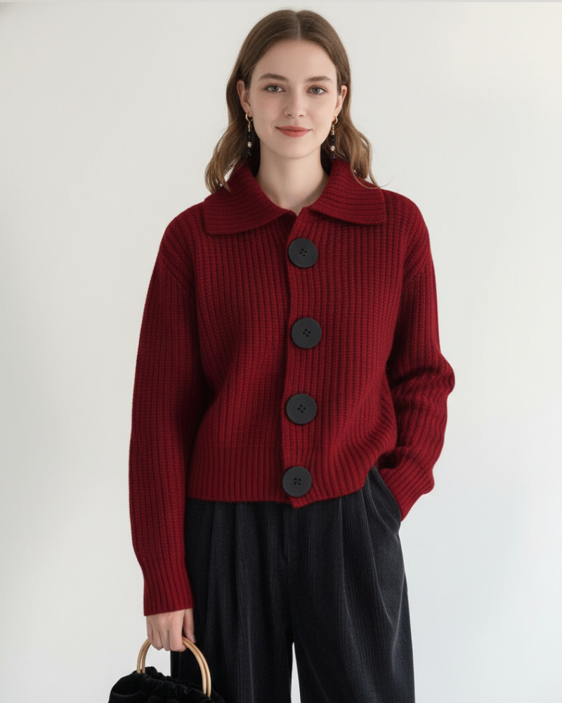 Kyrie Cardigan Femme Boutonné – Maille Texturée, Manches Longues & Style Polyvalent