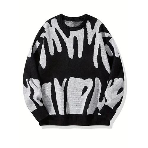 Monica Pull Femme – Grafický černobílý, abstraktní vzor v moderním stylu