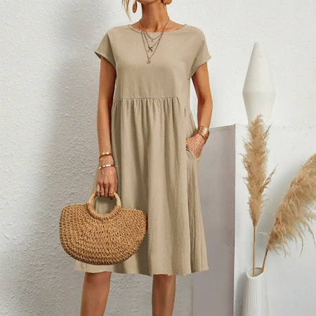Abito estivo da donna Aria - Comodo abito stile impero con tasche e maniche corte leggere