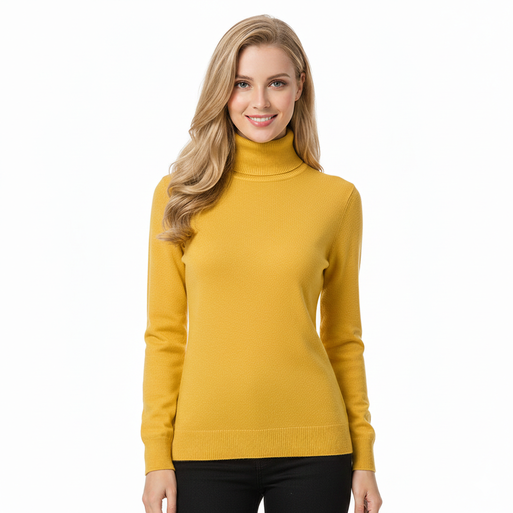 Léa Pull Col Roulé Femme – Pull en Cachemire Doux à Coupe Ajustée et Élégante