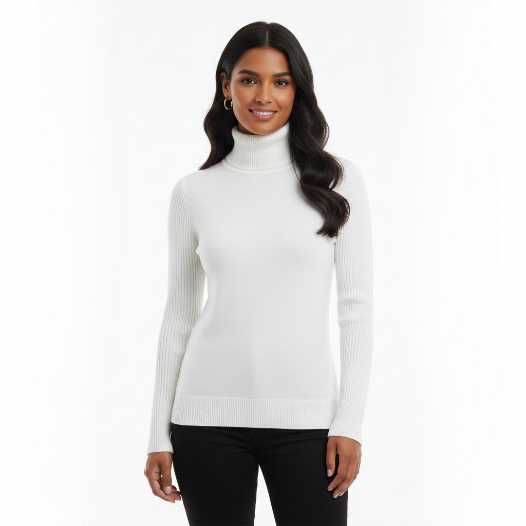 Léa Pull Col Roulé Femme – Pull en Cachemire Doux à Coupe Ajustée et Élégante